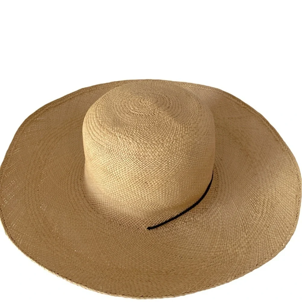 Boutique Straw Sunhat - OSFM tan straw w leather ties